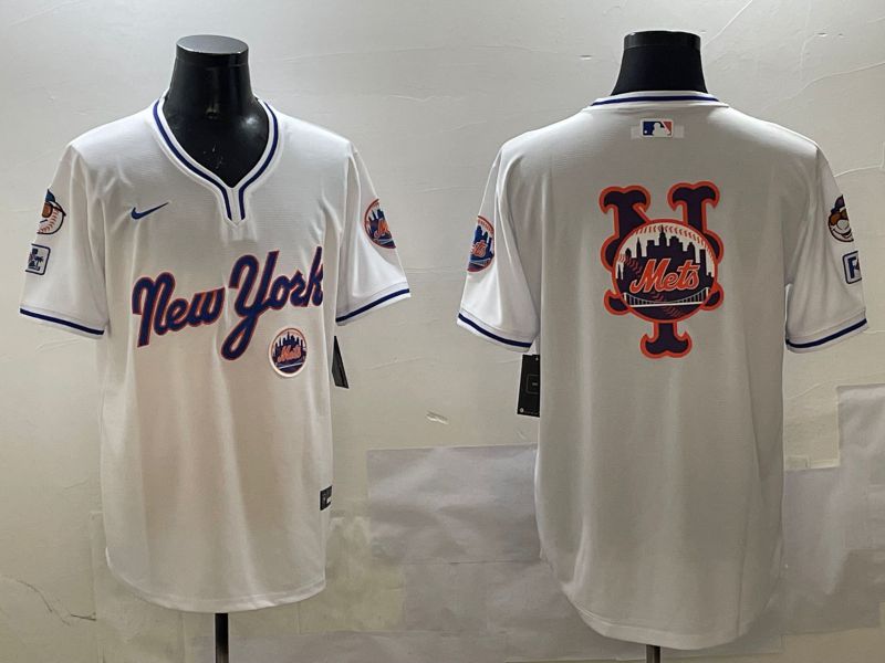 Men New York Mets Blank White Throwback Game 2025 Nike MLB Jersey style 6->new york mets->MLB Jersey